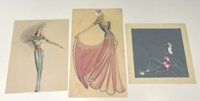 VINTAGE FASHION CLOTHES DRAWINGS 1930s - 1940s