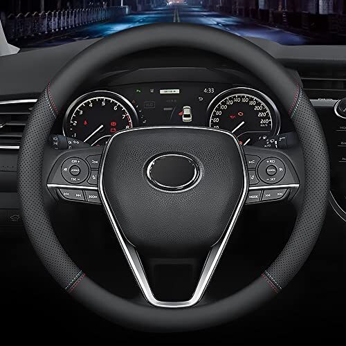 Nappa Premium Leather car Steering Wheel Cover Non-Slip Breathable Universal ...