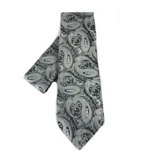 St. Patrick Men's Tie and Hanky Black Silver Charcoal Paisley Microfiber 3.5"
