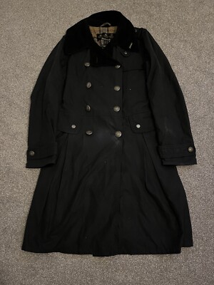 Vintage Barbour Regiment Wax Trench Coat Jacket Double Breasted Military Size 10