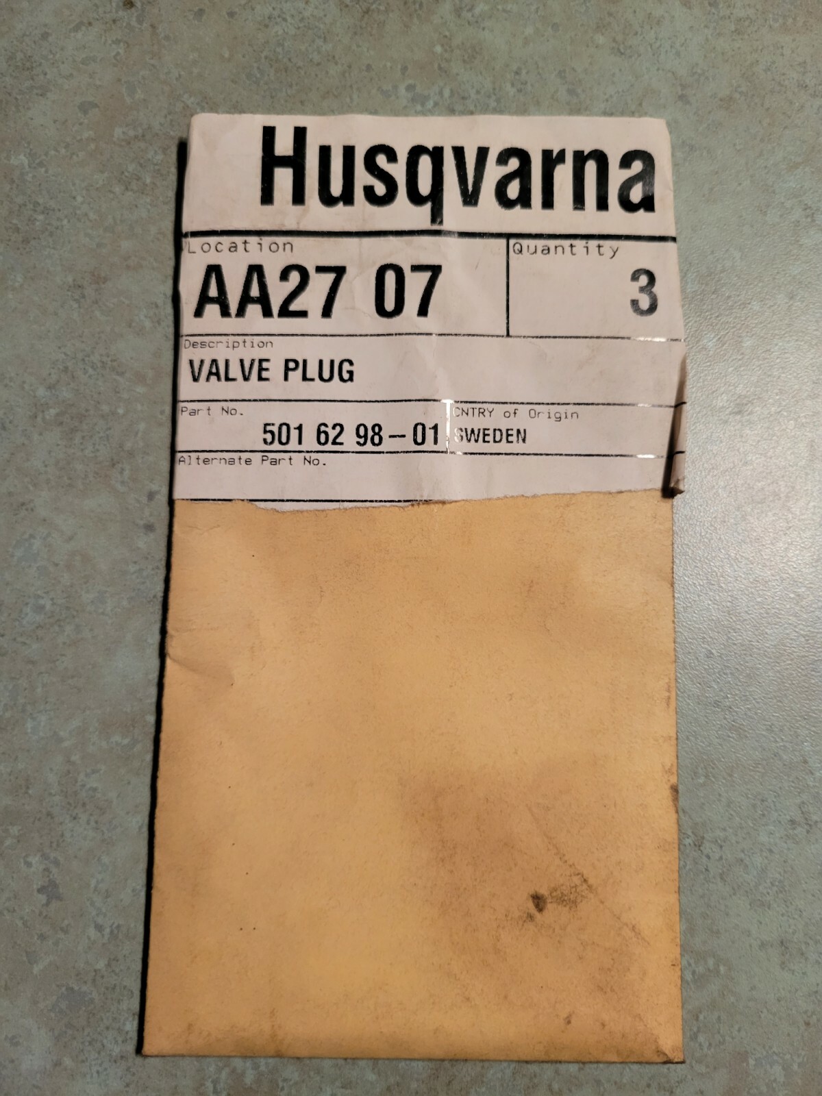 OEM NOS Husqvarna 501629801 Fuel Tank Vent Plug 238 242 50 Rancher eBay