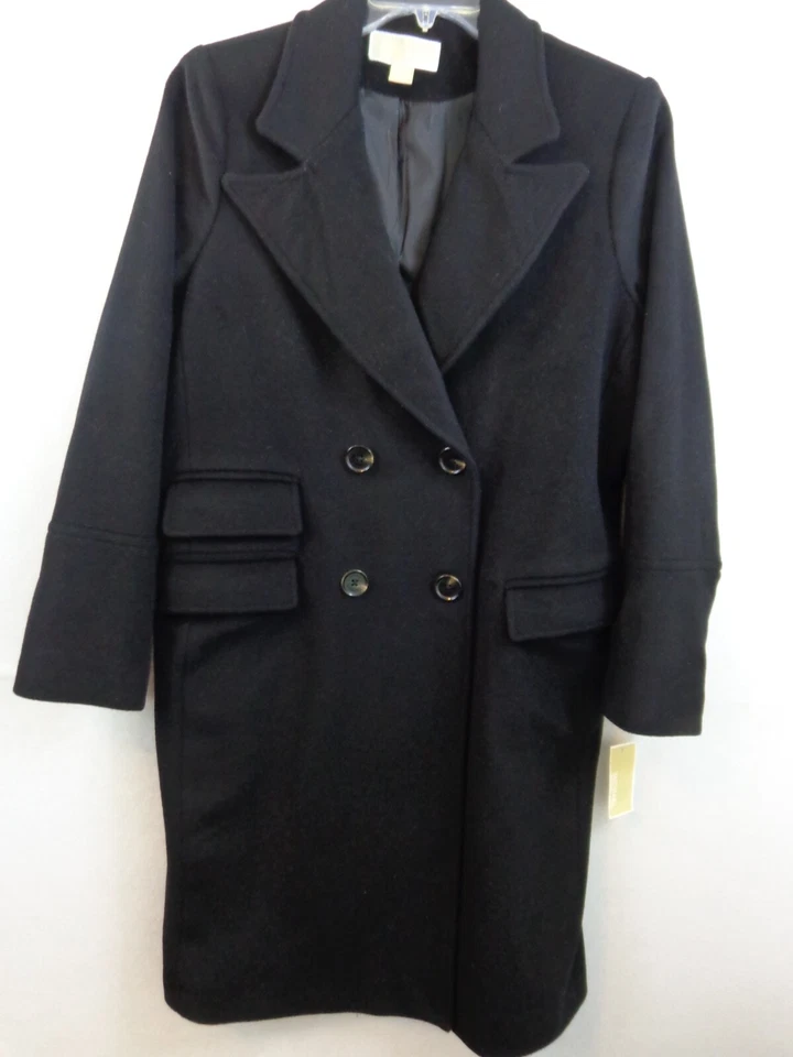 Michael Kors 女式 L 黑色羊毛混纺双乳房外套全新带标签