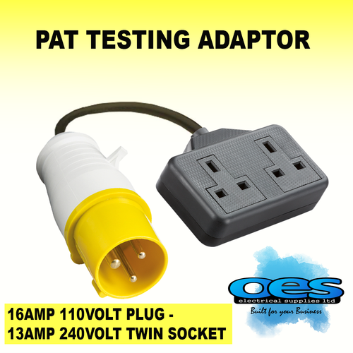 16 AMP 110VOLT PLUG - 240VOLT 13 AMP 2 GANG SOCKET ADAPTOR PAT TEST ...