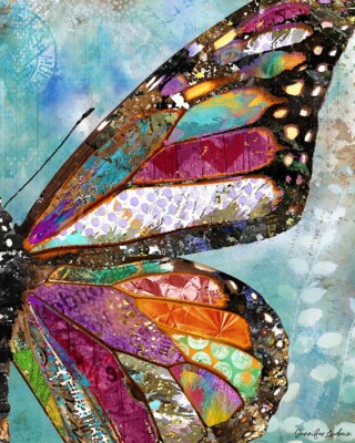 Woodland Butterfly Wing Art Print - 17x22 Signed By Artist - Boho Watercolor 