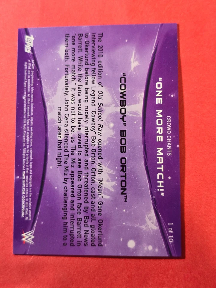 2015 Topps WWE Crowd Chants One More Match #1 "Cowboy" Bob Orton, cd1 - Image 2 of 3