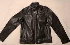 Geniune Cowhide Leather Classic Motorcycle Men's Jacket from Ideas, Black XL