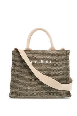 ☆送料・関税込☆MARNI★RAFFIA-EFFECT CANVAS SMALL TOTE BAG Blue raffia-effect Small Tote Bag | Marni