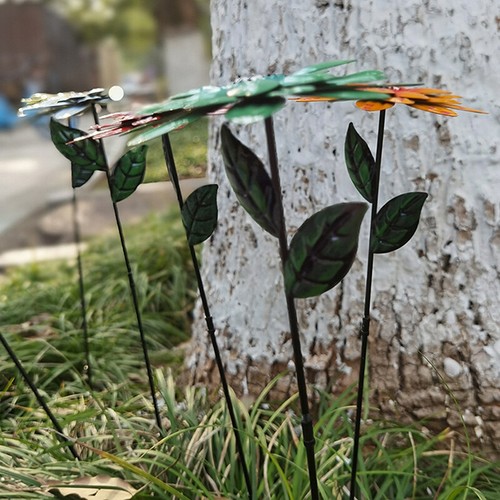 1-8X 8 Farbe Garten Stecker Beet Stab Deko Blumenstecker Blume Metall Ornamente - Bild 5 von 18