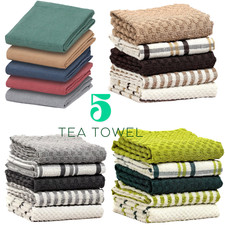 Paquete de 5 toallas de té de cocina de felpa de algodón súper absorbentes toallas suaves de secado rápido