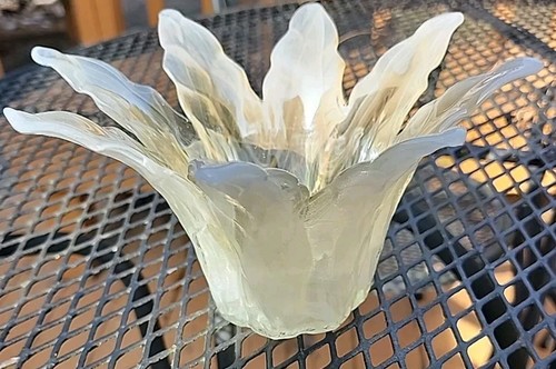 Italian Iridescent Opalescent Flower Glass Candle Holder Vintage - Picture 5 of 18