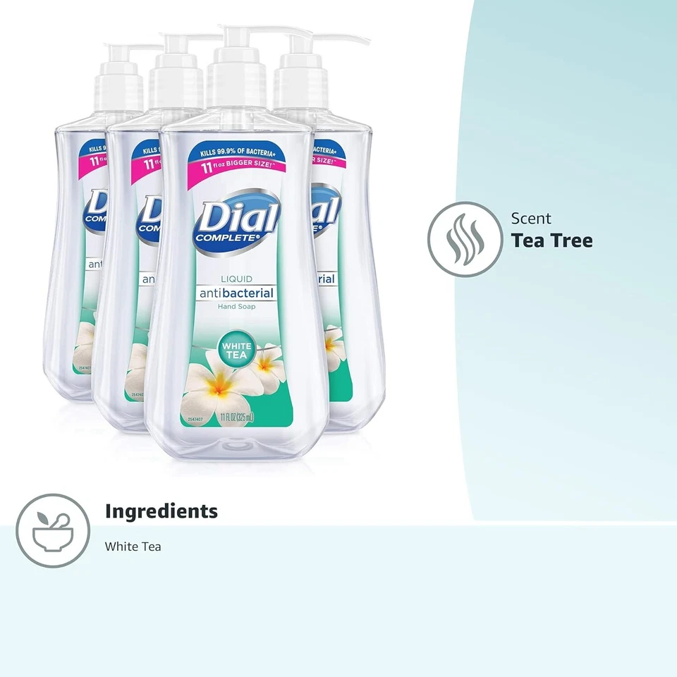 表盘抗菌液体手皂,白茶,11 液量盎司(4 件装) — 第 4/4 张图片