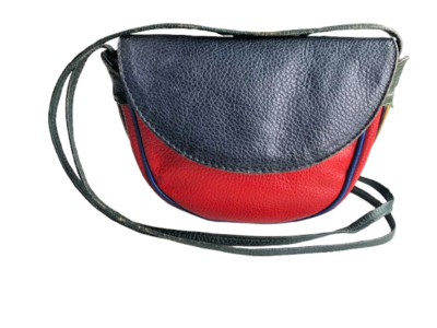 Vintage Genuine Leather Ladies Bag Saddle Bag Patchwork 90s Crossbody Bag Purse
