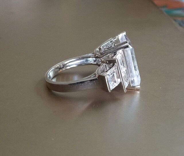 Large CZ Sterling Silver Statement Ring Marked 92… - image 9