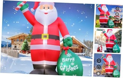 12FT Giant Christmas Inflatable Giant Santa with Cane Candy and Gift Bag Yard 