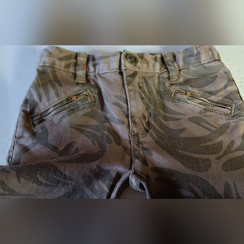 Peek dungarees kids camo palm pattern jeans green Grey zipper legs size 4 - Picture 3 of 5