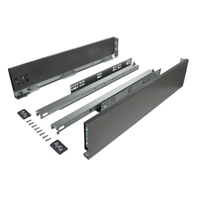 Riex Double wall slide, Slim Drawer Box System GRAY 121/450-600 mm, SOFT Close