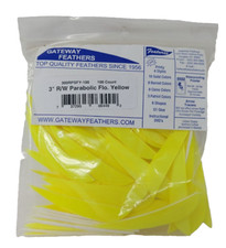100 Pack Gateway Feathers 3" Right Wing: Parabolic Flo Yellow 300RPSFY-100