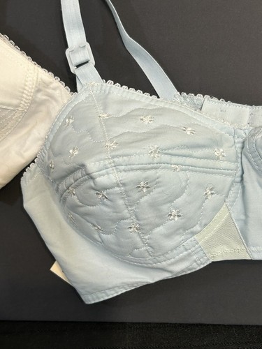 NUEVO Sujetador de copa suave Myrna blanco vintage y sujetador de copa suave azul bebé 34A - Imagen 4 de 16