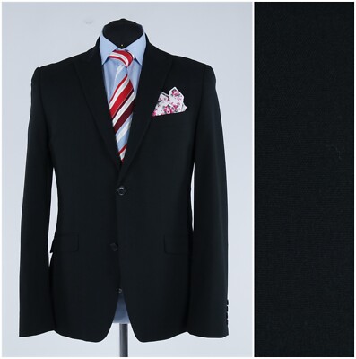 Mens Black Sport Coat 42R US Size DRESSMANN Blazer Jacket