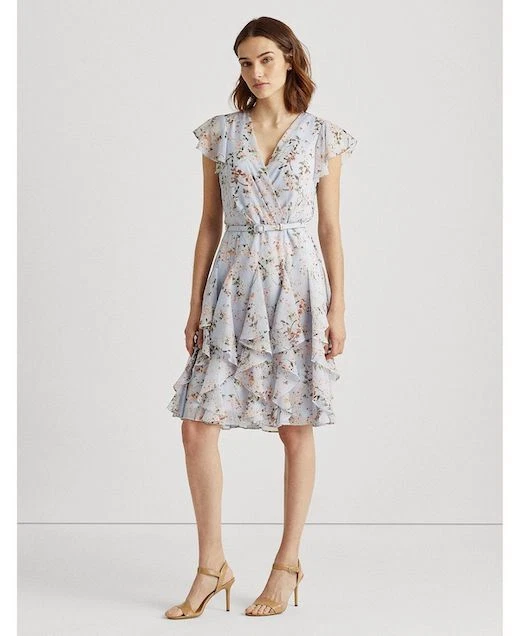 Ralph lauren ruffled sales georgette dress