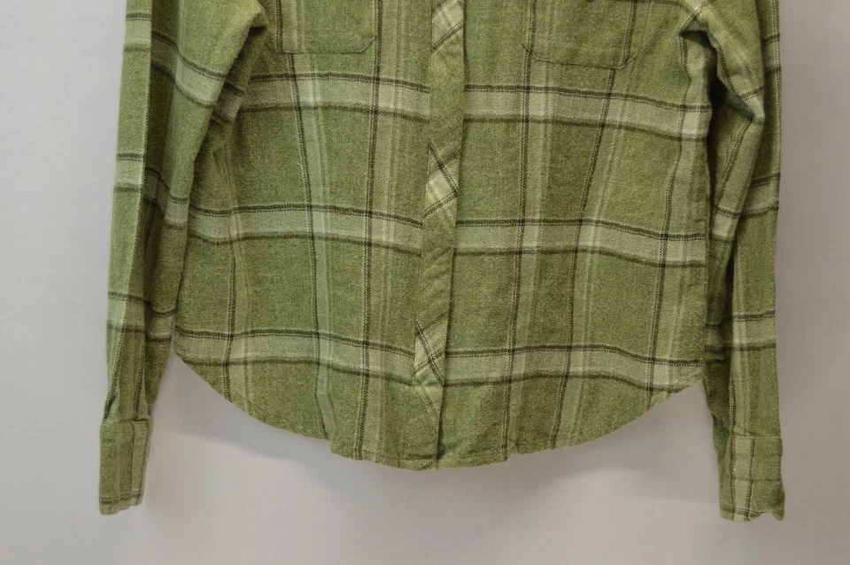 Camisa de franela DCC para mujer XL verde a cuadros cremallera campamento costa caminata solapa bolsillo retro Foto 4 de 4