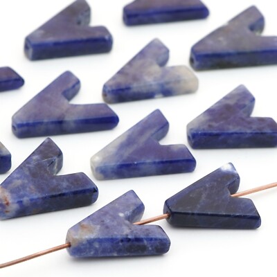 13 flat chevron shape blue and white sodalite beads stone ranges 16mm to 18mm