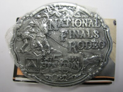  National Finals Rodeo Hesston 1997 NFR Youth Cowboy Buckle, Vintage, Orig. Pkg.