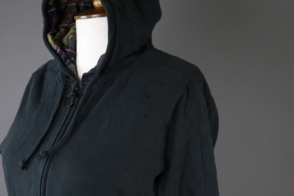 Barbour Black Check Full Zip Hooded Sweater Jacket Size 40 USA 10 - Image 2 of 4