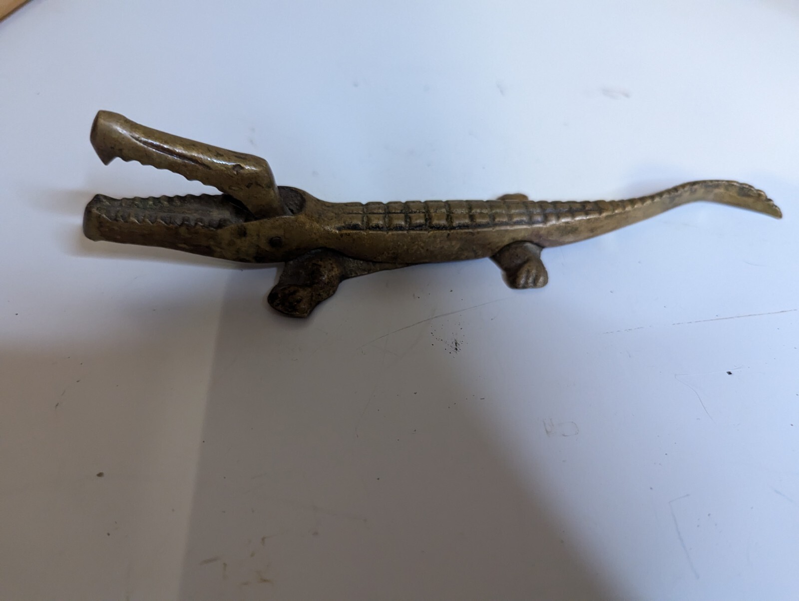 Vintage brass alligator gator crocodile nutcracker Awesome estate find