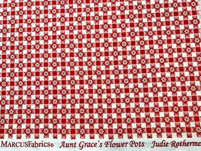 Aunt Grace's Flower Pots Red & White Judie Rothermel Cotton Fabric Marcus OOP FQ