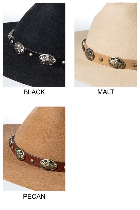 Western Inspired Wool Panama Semi Hard Brim Hat with Leather  display picture 1