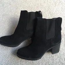 Sam Edelman Suede Hanley Pull On Chelsea Ankle Boot Bootie Black Womens Size 5.5
