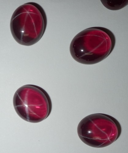 Transparent Star Ruby Oval 12x10 mm Cabochon 6 Rayed Lab-created 3 pieces Lot - Picture 9 of 12