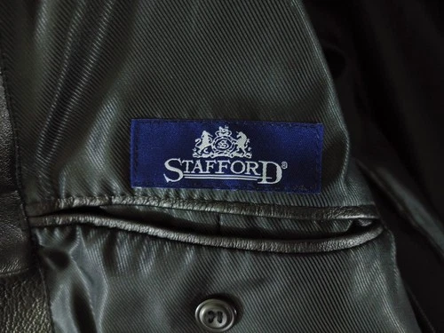 Stafford Leather Blazer Men's Large Black Genuine 3-Button Sport Coat Jacket 44R image 15