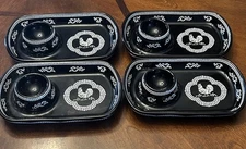 Temptations by Tara Doodle Doo Snack Tray Caddies Black White New Set of 3