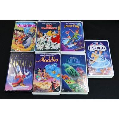 Disney VHS Lot of 7 Aladdin Peter Pan 101 Dalmatians Jungle Book