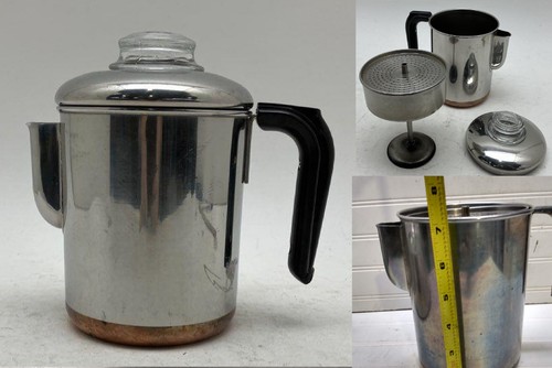 Revere Ware 2 Qt Percolator Copper Clad Stainless Espresso Coffee Maker Tea Pot