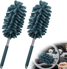 2 PCS Car Interior Duster with Extension Pole, Microfiber Car Color: Navy Blue