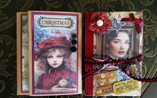 2 Junk Journal Handmade Booklet Folios CHRISTMAS RITZ w/Pockets Ephemera