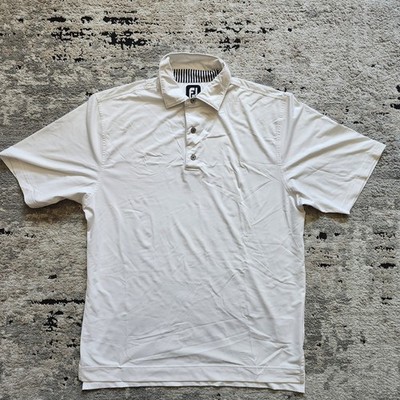 FootJoy Golf Polo Shirt Mens Medium White Performance Polyester Spandex
