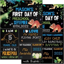 First and Last Day of School Sign Board 13.8 x 9.8 Inch Double Sided Dinosaur...