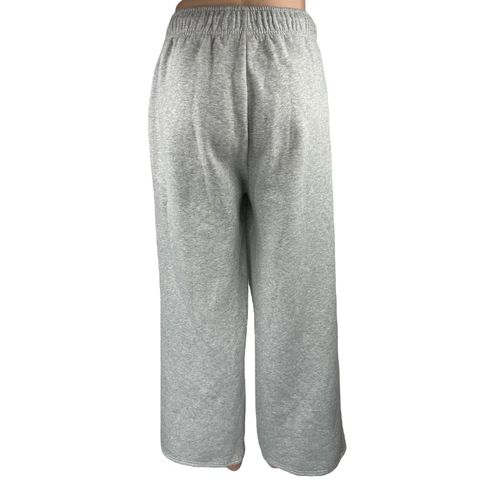 Automet Gray Fleece High Waist Flared Wide Leg Trousers Lounge Sweatpants Size L - Image 3 of 4