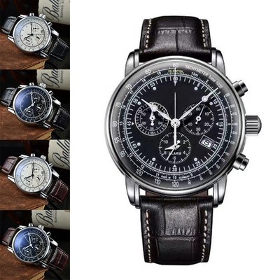 Men's Leather Band Fashion Luxury Airship Business Casual Men Chronograp Watches