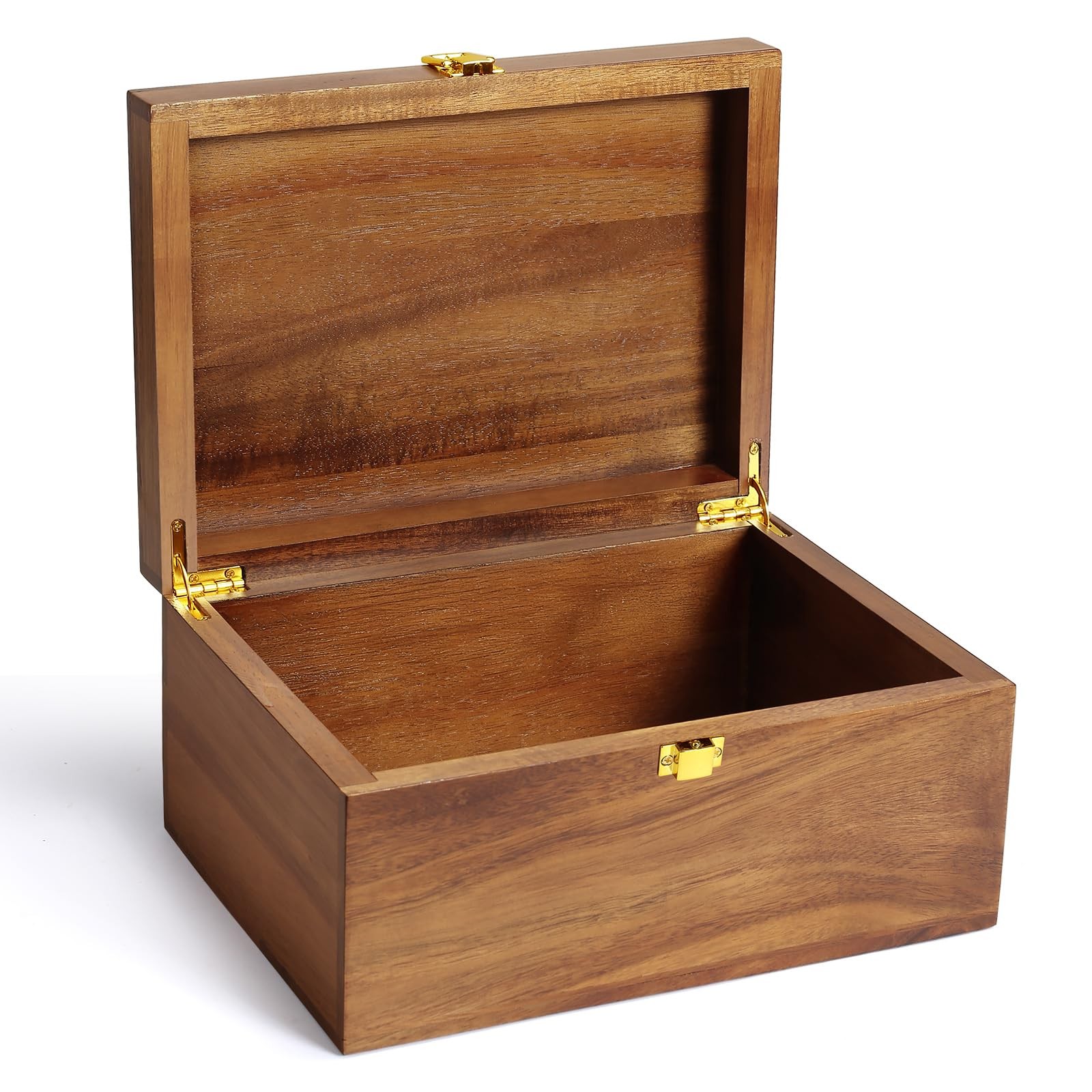 Acacia Wood Keepsake Memory Storage Box with Decorative Design  