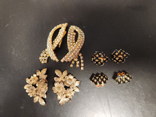 Lot 4 Pair Vintage Shoe Clips, MUSI, Rhinestone