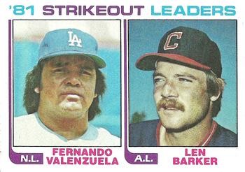 Fernando Valenzuela / Len Barker) 1982 Topps 166 Baseball Card