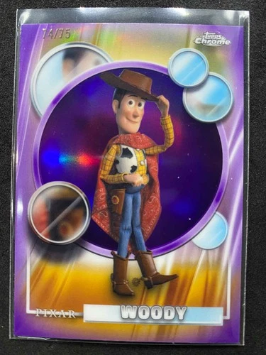 2026 Topps Chrome Disney PIXAR Woody Purple Refractor 74/75 #194 Pixar