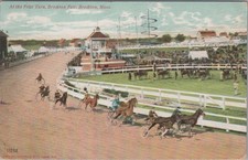 At The First Turn Brockton Fair Massachusetts MA Harness Racing Postcard
