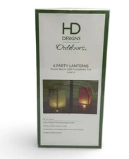 HD Designs Outdoors 6 LED Paper Party Lanterns Warm White Flicker Lights Colored