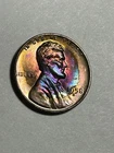 Lincoln Wheat Cent 1958 D BU Monster Rainbow TONED!